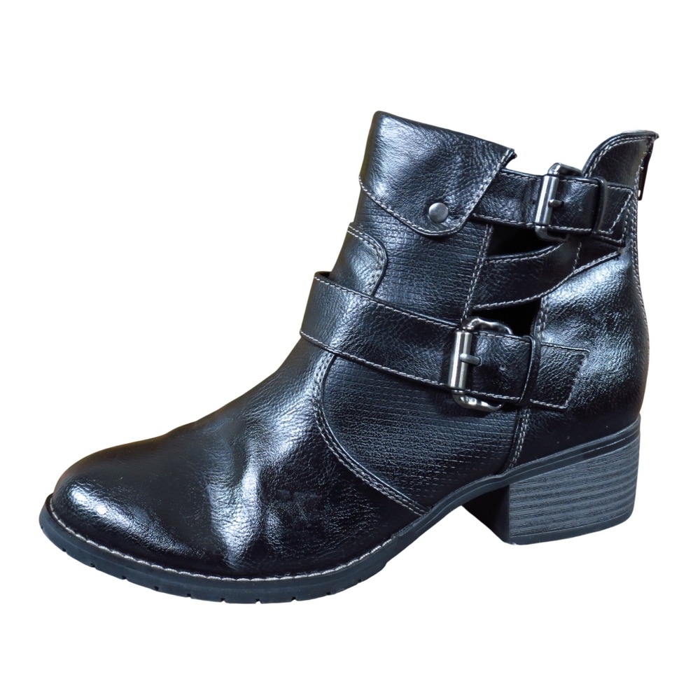 EuroSoft Mayra Womens‎ Moto Ankle Boot 10M Everyday Wear Black Synthetic Buckle